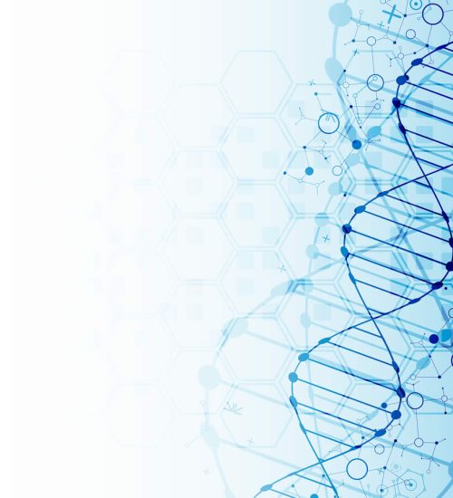 Illustration scientifique d’une double hélice d’ADN représentant les analyses génétiques et les tests de paternité