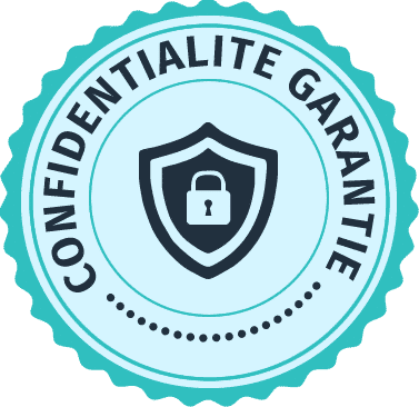 Badge indiquant la confidentialité garantie pour la sécurité des données lors d’un test ADN de paternité