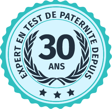 Badge indiquant 30 ans d’expertise dans les tests de paternité