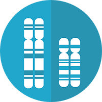Icône représentant des chromosomes pour symboliser les analyses génétiques et les tests ADN de paternité