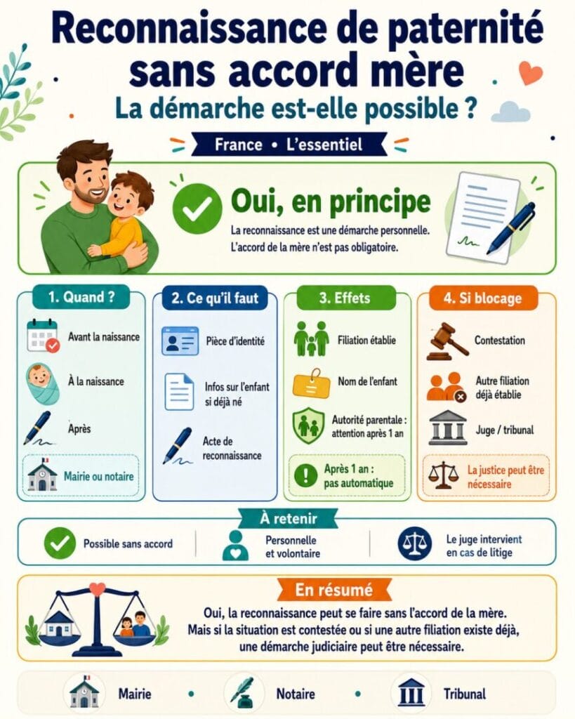 Reconnaissance de paternité sans accord Mère